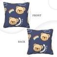 thumbnail image 3 of Square Throw Pillow Covers with Core, Cute Rainbow Bear Print Pillows for Sofa Beds, 16 x 16 inches Blue, 3 of 9