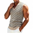 thumbnail image 4 of BaoFuBaoMei Sweater Vest Men Knitted Big and Tall V Neck Ribbed Trim Sleeveless Sweater Stripe Jacquard Fall Tops, 4 of 6