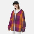 thumbnail image 5 of Goofa Purple Yellow Buffalo Plaid Printed Women's UPF 50+ Sun Protection Hoodie Jacket Lightweight Long Sleeve Sun Shirt for Women with Pocket Hiking Outdoor-Small, 5 of 9
