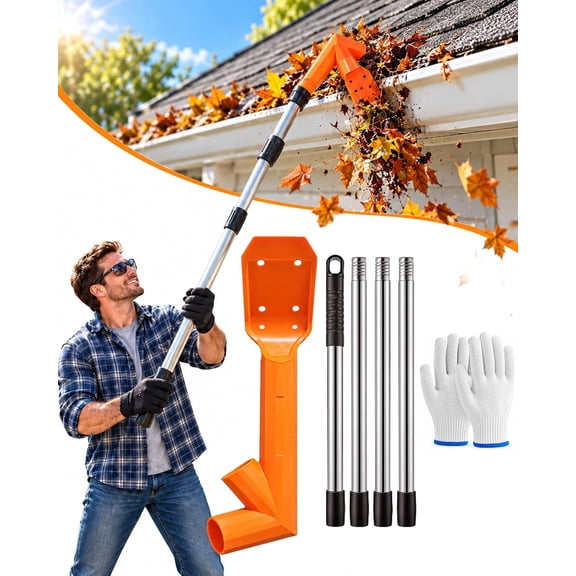 No-Climb Gutter Cleaning Tool from the Ground, 45° & 120° Multi-Angle Gutter Cleaner for Leaves and Debris