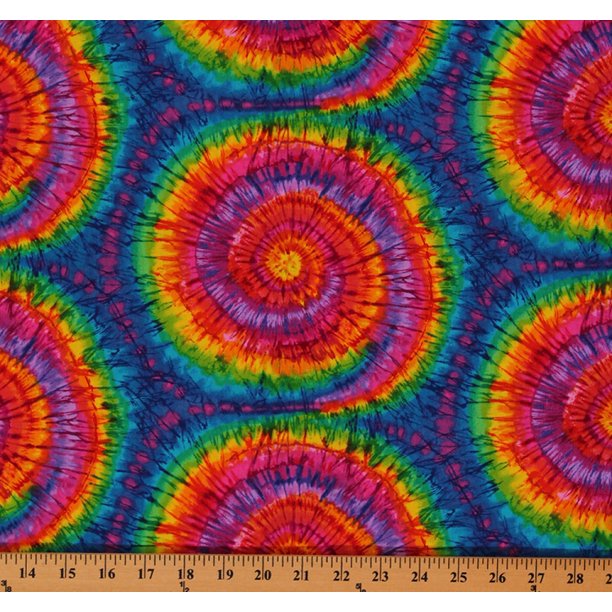Cotton Tie-dye Look Rainbow Sunburst Spirals Circles Multi Colored Cotton  Fabric Print by the Yard Tribeca-C3931 (D471.11)