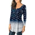thumbnail image 6 of Biekopu Women Loose Tops, Printing Long Sleeve Wide Hem Blouse Base Shirt, 6 of 9