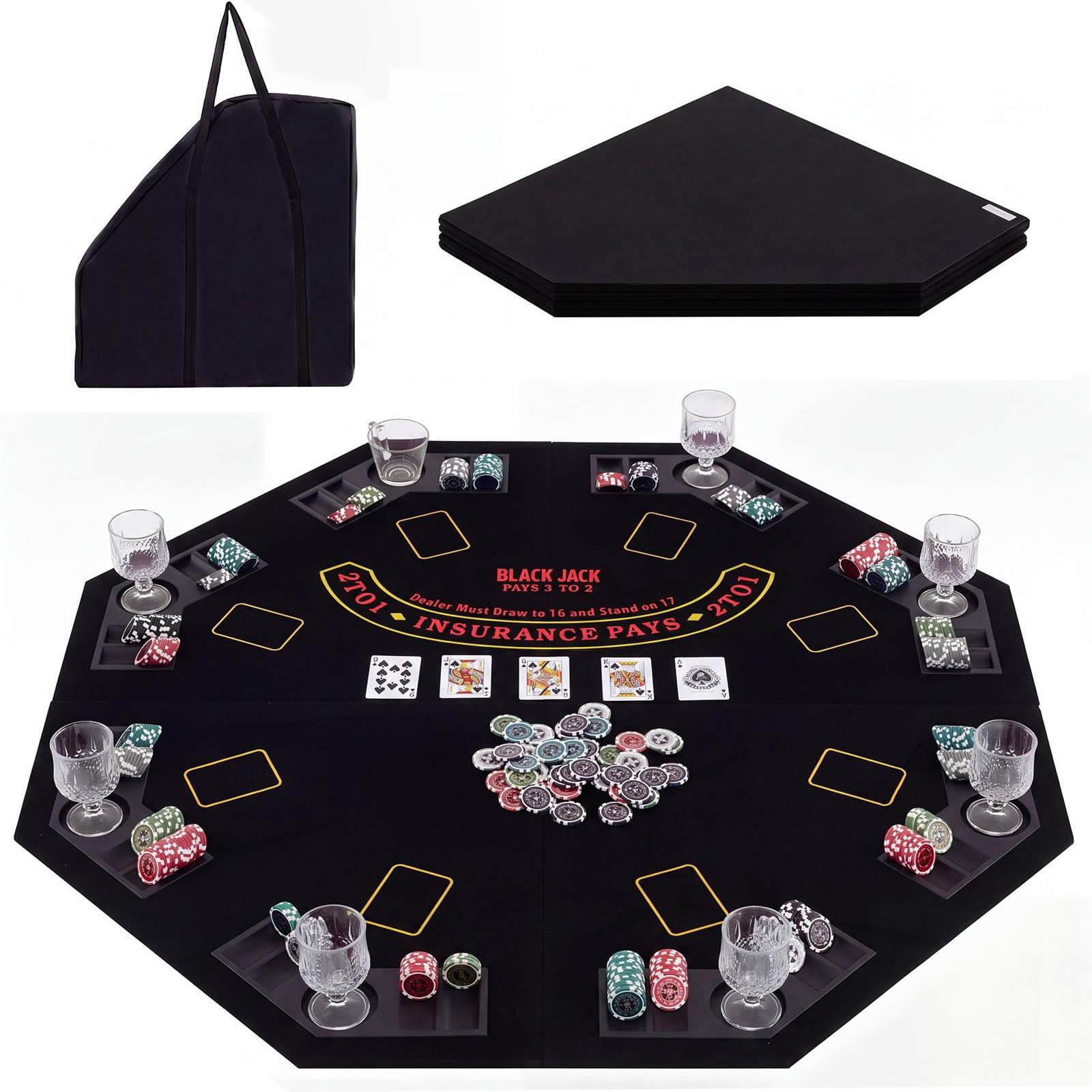 Mini Blackjack Table with Cards, Chips, Sweeper & Dealer Shoe