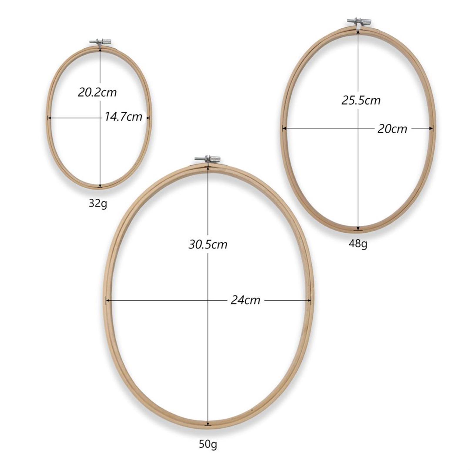 Tachiuwa 3Pcs Oval Embroidery Hoops Cross Stitch Frame Reusable Needlework Sturdy Portable Wooden Hoop for Sewing Embroidery Projects