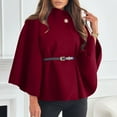 thumbnail image 3 of HTNBO Womens Batwing Sleeve Poncho Pea Coats Oversized Belted Trendy Casual Stand Collar Cloak Cape Coats, 3 of 7