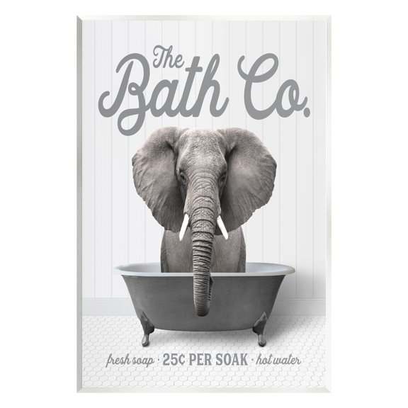 Stupell Industries Elephant in Bathtub Animals & Insects Painting Unframed Art Print Wall Art, 13 x 19