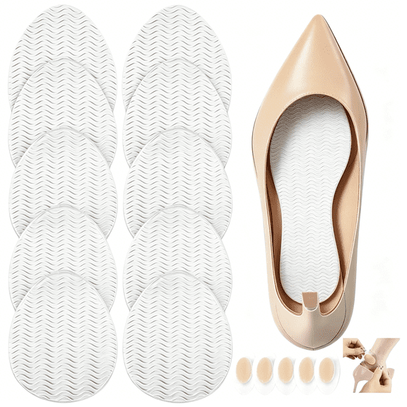 TELOLY 5 Pairs Clear Non-Slip Shoe Pads Sole Protectors Adhesive, High Heels Anti-Slip Shoe Grips, Non-Skid Sole Protector for Stilettos Dress Shoes & Pumps