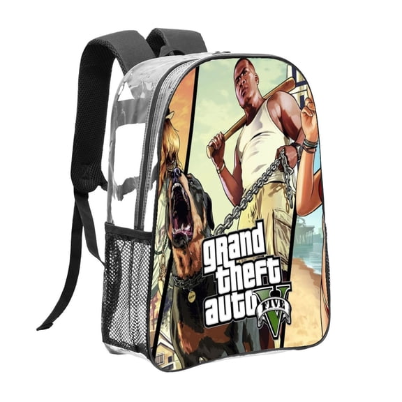 Grand Theft Auto Gra5 Pattern Transparent Backpack Lightweight And fashionable Showcasing Personality And Leading The Trend