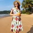 thumbnail image 4 of Naloa Tomatoes Print Womens Summer A-Line Dress with Pockets,Short Sleeve Dresses,Flowy Beach Swing Dress for Vacation Travel, 4 of 6