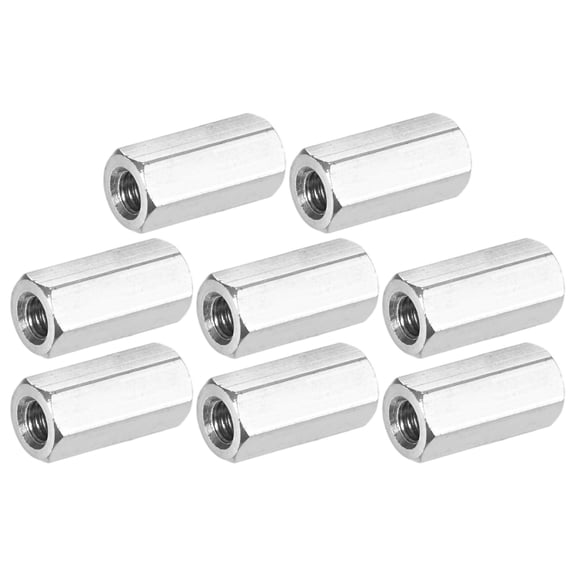 Uxcell 8-Pack M4-0.7 Hex Coupling Nuts for Machine, 304 Stainless Steel, 15mm Length