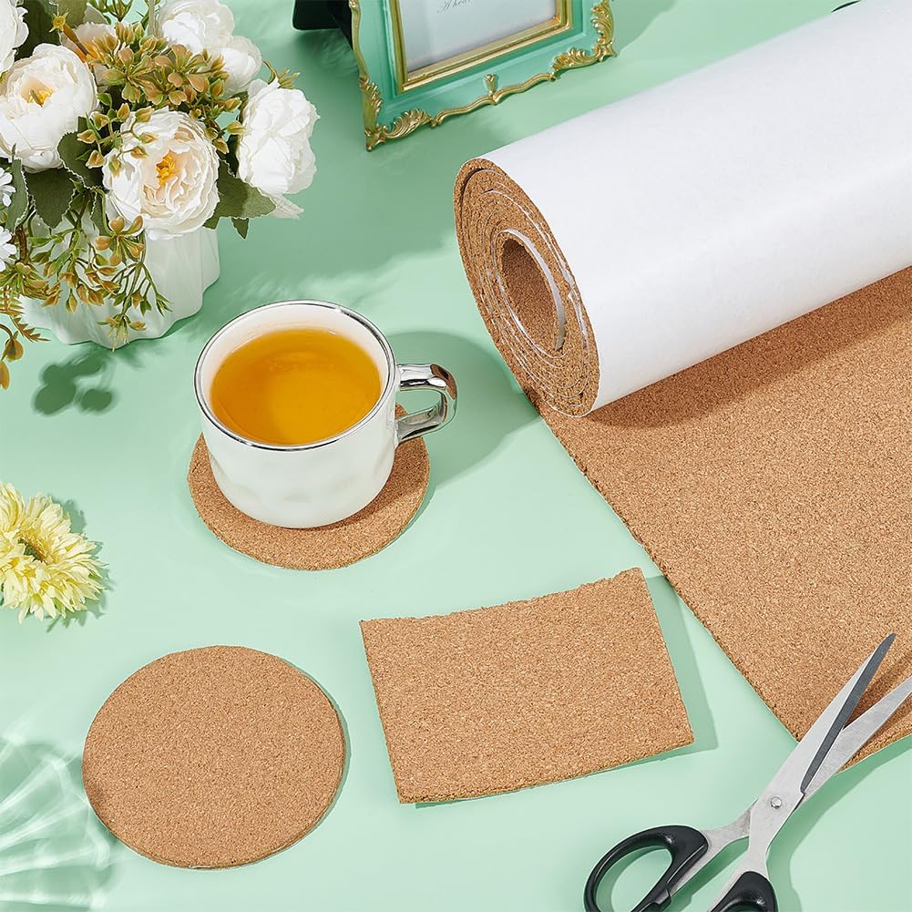 98x7.8inch Self Adhesive Cork Roll Bulletin Board Roll DIY Cork Material (4mm Thick) Easy-Cut Self-Stick Surface for Home Decor Handmade Crafts Wall Art