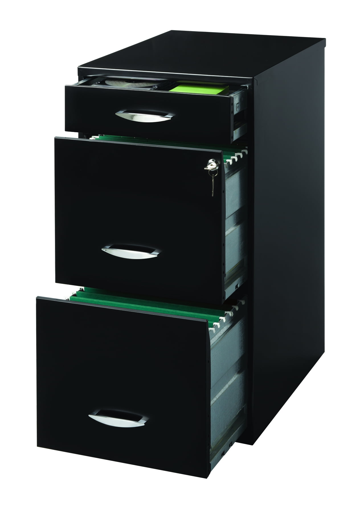 Filing Cabinet 3 Drawer With Pencil Tray And Lock Black Walmart