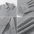 thumbnail image 6 of Aobny Baggy T Shirts for Men Solid Button Up T Shirts Collared Big & Tall Polos Long Sleeve Mens Tees,Gray,L, 6 of 6