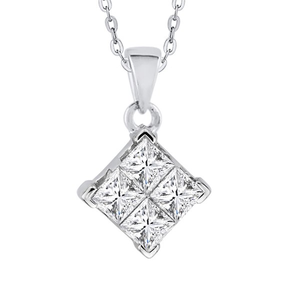 KATARINA Princess Cut Diamond Pendant Necklace in 10K White Gold (1/2 cttw, H-I, I3)