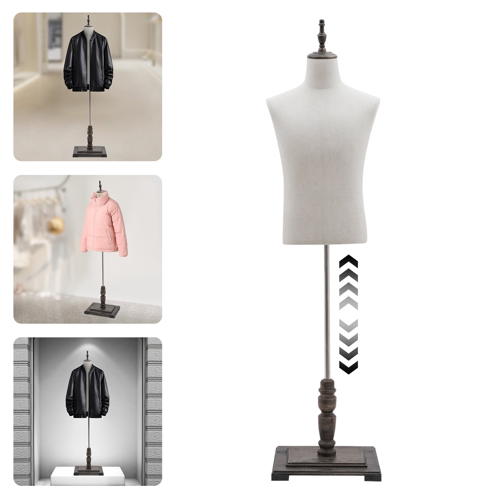 Modern Male Dress Form 15.75 x 11.81 x 70.87 Inch Male Mannequin Model with Stand 59.06-70.87 in Height Adjustable Torso Body for Display Mannequin Dress Form for Clothing Stores