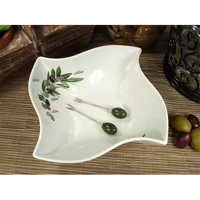DLusso Designs Rc001 Twist Dish With Olive Design, Pack Of - 2.