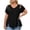 Black, variant on Women's Plus Size V Neck Cutout Shoulder and Hem Short Sleeve T-Shirt, Loose Casual Top for Daily Wear XL-5XL