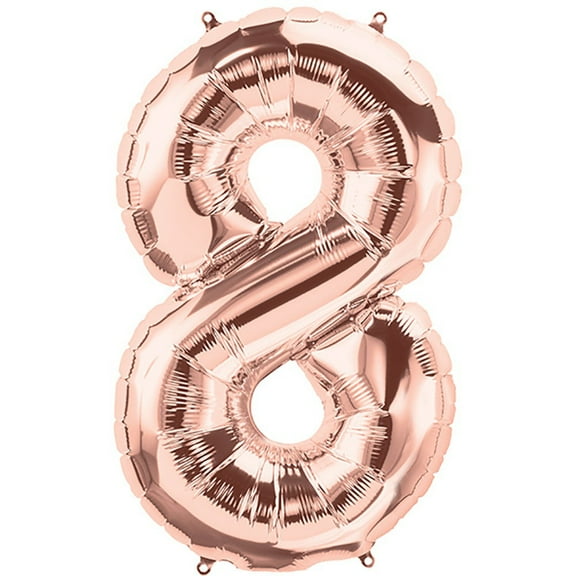 34 inch Number 8 - Northstar - Rose Gold Foil Mylar Balloon - Party Supplies Decorations