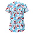 thumbnail image 3 of Snorda Women's Scrub Top Fashion Short Sleeve V-Neck Tops Working Uniform Printing Pocket Blouse Tops, 3 of 4