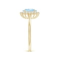 thumbnail image 3 of ANGARA Natural Oval 1 ct Aquamarine Ring with Floral Diamond Halo in 14K Yellow Gold for Women (Size-8x6mm) | March Birthstone, Birthday, Anniversary, Jewelry Gift for Women | Natural Aquamarine Ring, 3 of 9