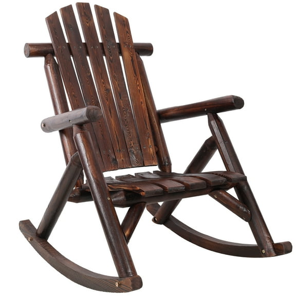 Toauuo Fir Log Rocking Chair, 330 lbs Capacity, Ergonomic Wooden Porch Rocker for Patio Garden Yard Balcony Indoor Outdoor