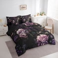 thumbnail image 3 of Feelyou Dreamy Purple Flower Bedding Comforter Set 7pcs, Rustic Plant Botanical Queen Bedding Sets, Mandala Boho Style Reversible Queen Sheet Sets, Luxury Bedroom Decor, 3 of 7