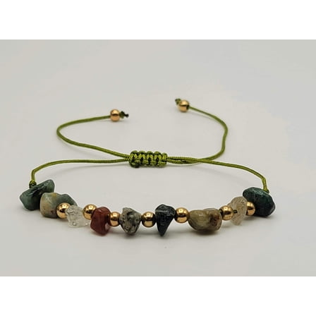 Unakite Adjustable Bracelet - Beautiful Chip Beaded Jewelry Gift for Her or Him