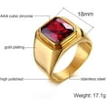 thumbnail image 2 of Men's Stainless Steel Gold/Silver/Black Plated Ring with Square Gemstone Multicolor Stone, 2 of 8