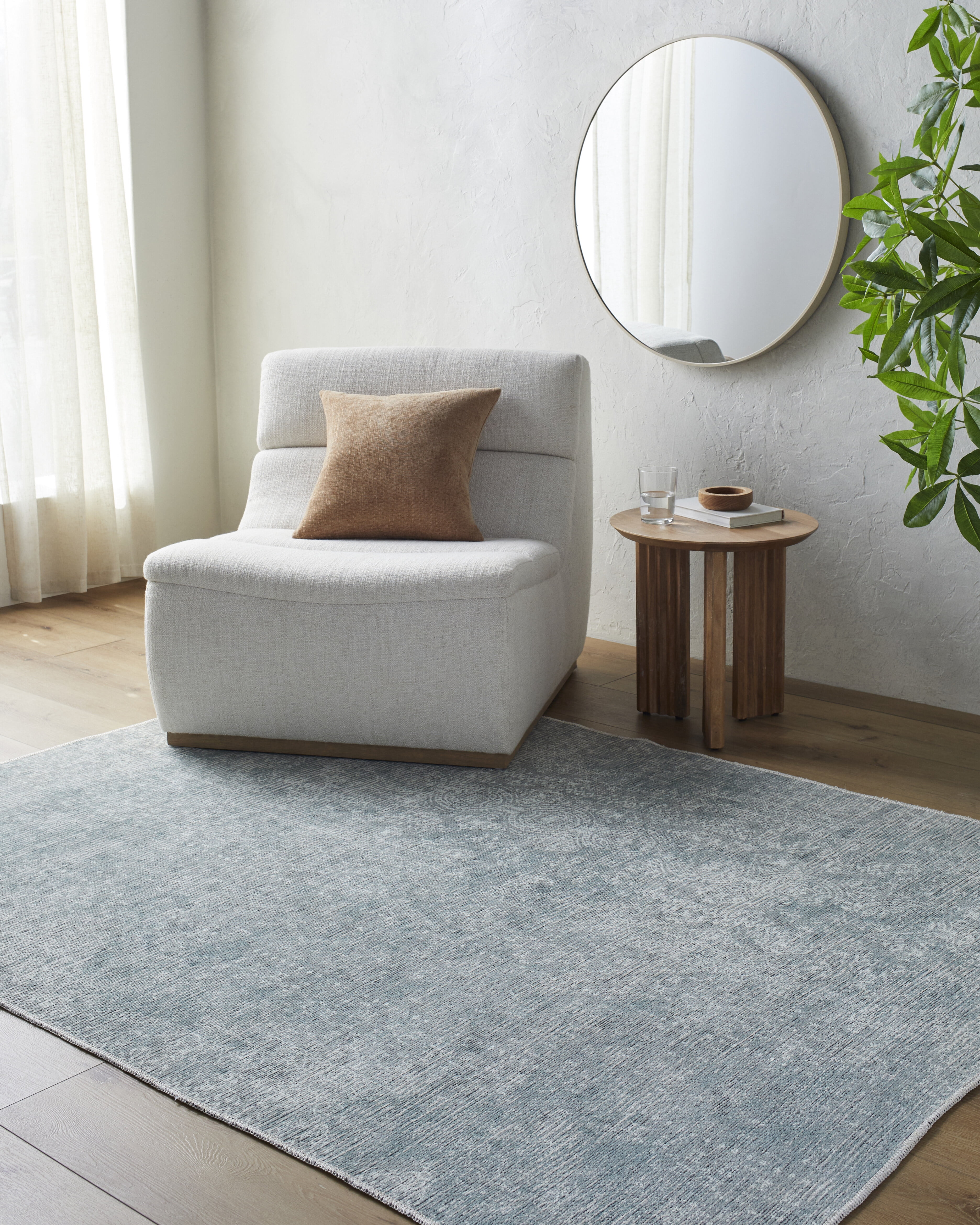 Better Homes & Gardens Boho Circles Washable Non-Skid Area Rug, Blue, 5 ft 3 in x 7 ft