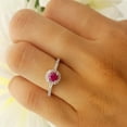 thumbnail image 4 of Dazzlingrock Collection 14K Round Cut White Diamond & Ruby Ladies Engagement Bridal Halo Ring, White Gold, Size 9, 4 of 5
