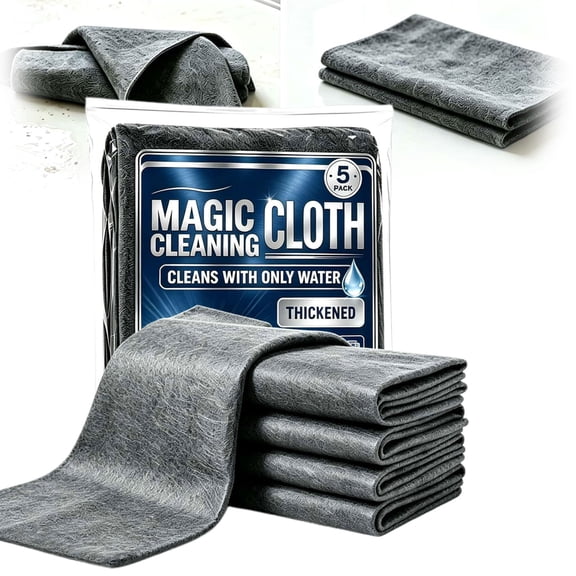 Genie Magic Cleaning Cloth, Microfiber Lint Free Streak Free Reusable Rags for Windows, Mirrors, Kitchen, Cars & Screens 5 Pack