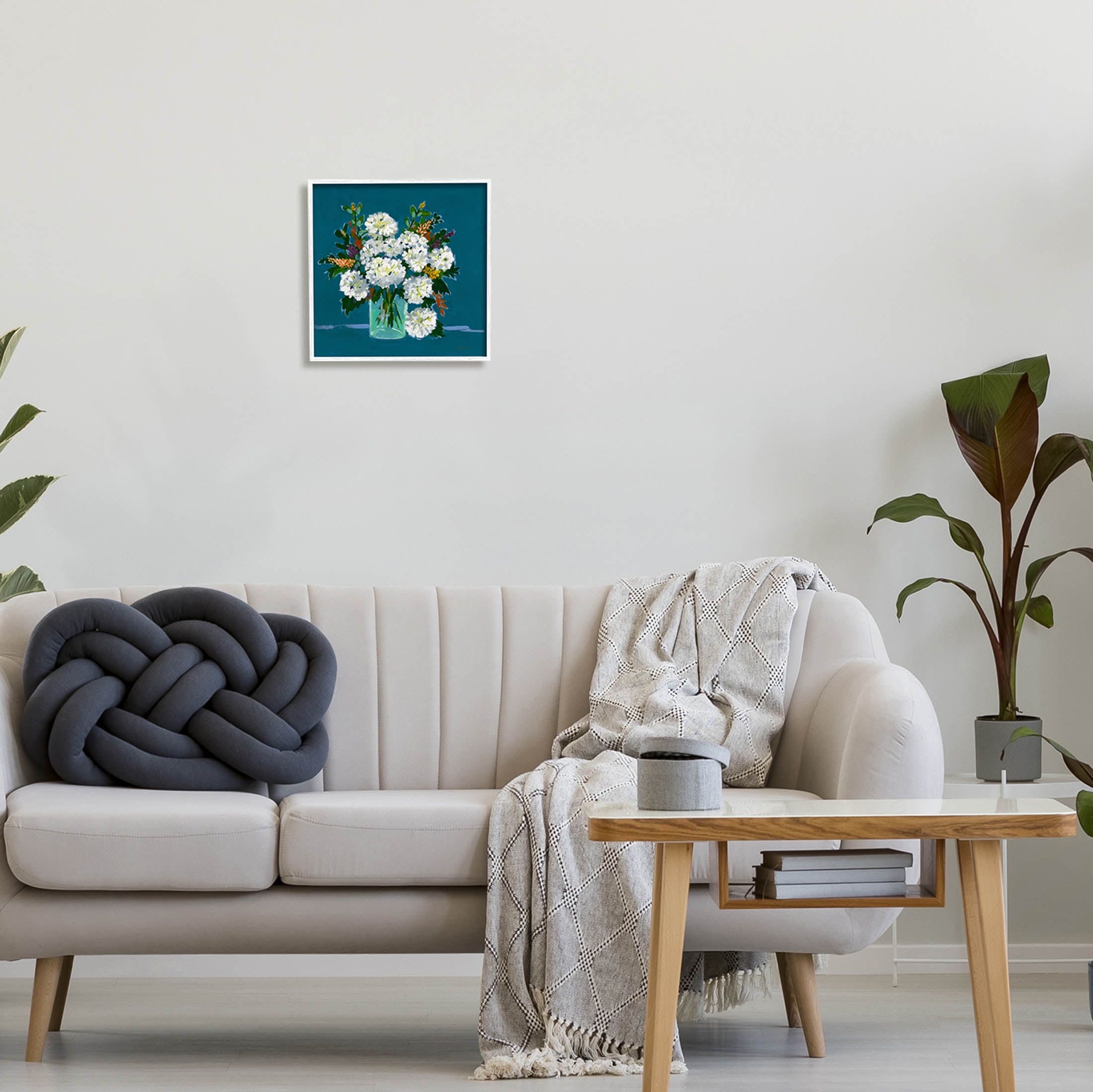 Stupell Industries White Hydrangea Modern Bouquet Painting White Framed Art Print Wall Art, Design by Liz Jardine
