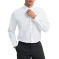 thumbnail image 5 of INSPIRE CHIC Mens Long Sleeve Button Down Collar Regular Fit Business Oxford Dress Shirt S White, 5 of 5