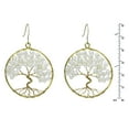 thumbnail image 3 of Eternal Tree of Life White Pearl Branch Brass Dangle Earrings, 3 of 4