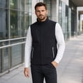 thumbnail image 3 of Youthup Men's Quilted Vest with Stand Collar - Wind-Resistant Thickened Sleeveless Jacket for Business Casual & Commuting, 3 of 14