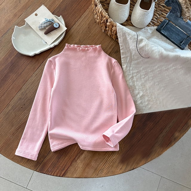 Blusas y camisas de manga larga con cuello redondo para niños, sudadera deportiva informal de color liso con cuello redondo y manga larga para niñas, top de poliéster