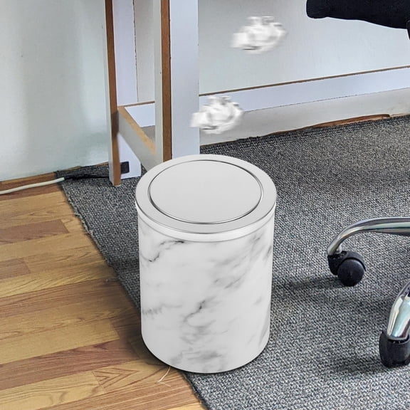 Raindrops Round Trash Can Lid with Embedded Swing Flap, Stainless Steel Waste Bin Cover for Kitchen, Bathroom, Office, Modern Recycling Can Replacement