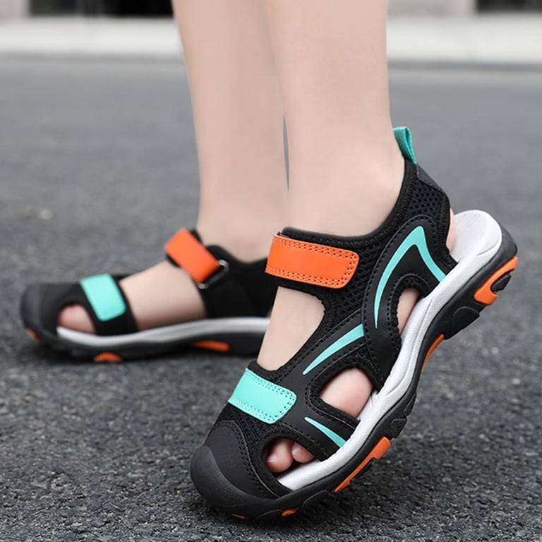 Black and Orange Outdoor Sandals Cat & Jack Black Orange Hook And Loop Afton Hiking Water  main image 2