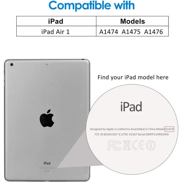 JETech Case for Apple iPad Air 1st Edition (NOT for iPad Air 2), Smart Cover with Auto Sleep/Wake, Blue