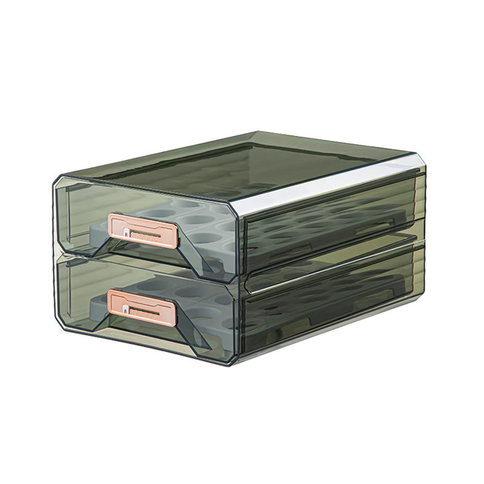 Fiocias Egg Holder for Refrigerator Fridge Bin Storage Container for Cabinet Kitchen Green