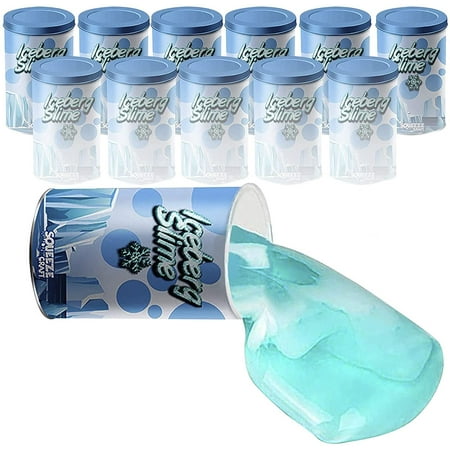 Squeeze Craft Iceberg Slime - Pack of 12 Snowy Sludgy Gooey Fidget Kit for Sensory and Tactile Stimulation, Stress Relief, Gift Prize, Party Favor, Educational Game
