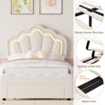 thumbnail image 5 of Homfa Twin Size LED Bed Frame with Drawer, Velvet Upholstered Platform Bed Frame with Adjustable Petal Headboard for Kid, Beige, 5 of 7