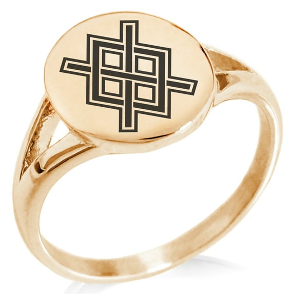 Stainless Steel Gungnir Rune Viking Norse Minimalist Oval Top Polished Statement Signet Ring