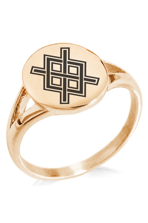 Stainless Steel Gungnir Rune Viking Norse Minimalist Oval Top Polished Statement Signet Ring