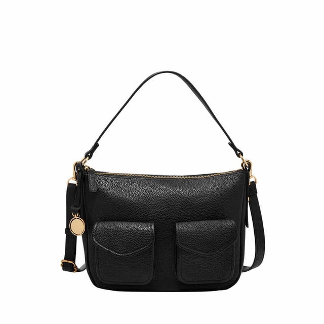 Bolso cruzado de cuero Fossil Jolie Cargo negro 28x8x20 cm