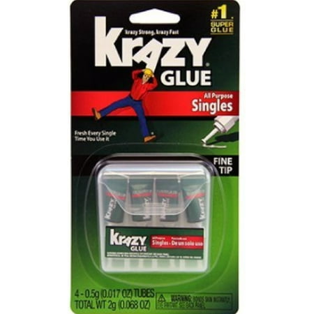 Krazy Glue Instant All Purpose Single Use Tubes 4 ea (Pack of (Best Krazy Glue For Plastic)