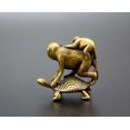 thumbnail image 5 of Brass Bronze Turtle Back Monkey Small Statue Chinese Pastoral Style Pure Copper, 5 of 7