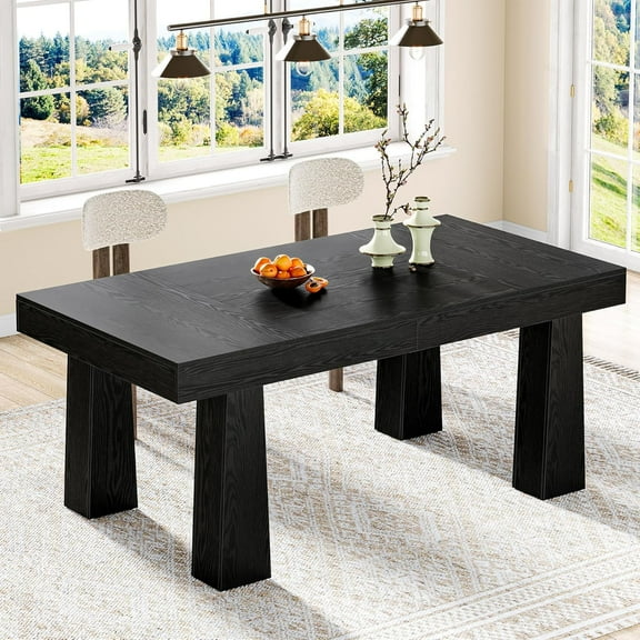 Tribesigns 63'' Dining Table, Modern Rectangular Kitchen Table with Heavy Duty Tapered Legs for Dining Room, Restaurant, (1, Black)