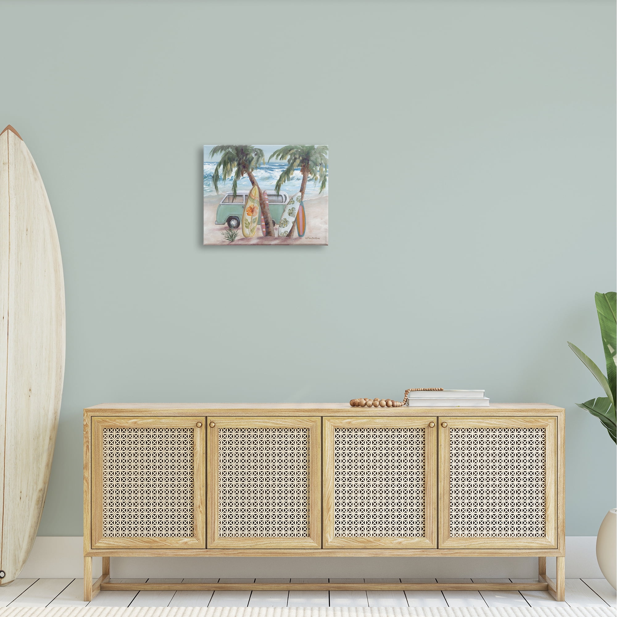 Stupell Summer Waves Tropical Van Surfboards Landscape Painting Gallery Wrapped Canvas Print Wall Art