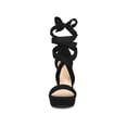 thumbnail image 4 of BLISSFUL STEP Platform Lace Up Block Heels Sandals for Women Black 9, 4 of 5